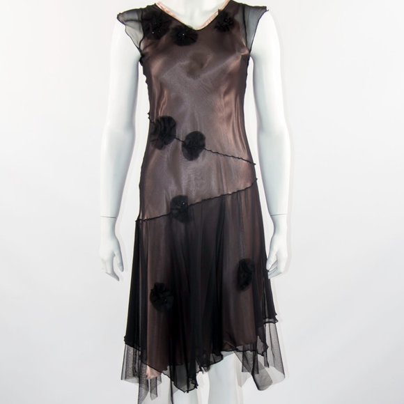 Women Illusion Sheer Dress Black Nude Cocktail Party S/M - Picture 2 of 9